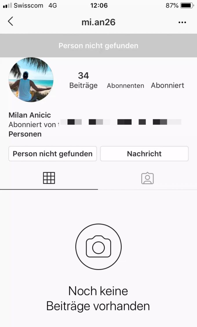 Am Montag war Milan Anicics Profil gelöscht. anja zeidler