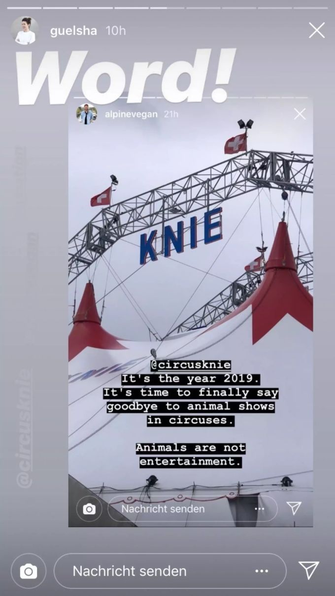 Moderatorin Gülsha Adilji macht auf Instagram Stimmung gegen den Circus Knie. Circus Knie Guelsha