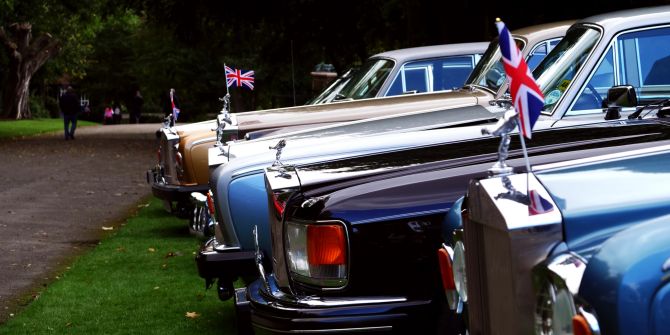 rolls royce, oldtimer, park, union jack