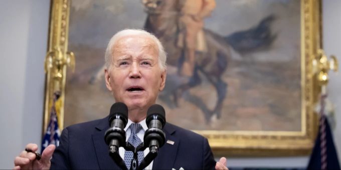 Joe Biden im weissen Haus, am 30. Juni 2023. Der Supreme Court entschied mit konservativer Mehrheit gegen den Teilerlass von Studienkrediten. joe biden supreme court