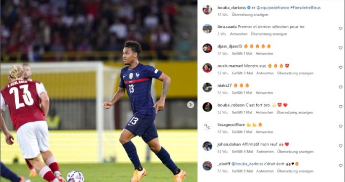 Boubacar Kamara im Trikot der französischen Nationalmannschaft. Boubacar Kamara