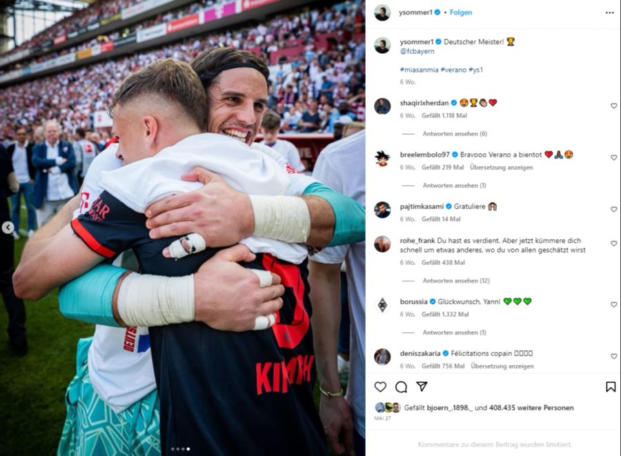 Yann Sommer feierte mit Bayern München die deutsche Meisterschaft.