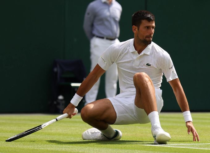 Novak Djokovic im Einsatz in Wimbledon. Novak Djokovic Wimbledon