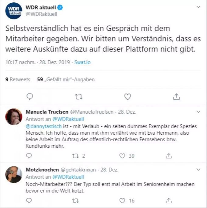 Auf den WDR prasselt derzeit harsche Kritik ein, auch wegen eines Mitarbeiters. WDR Twitter