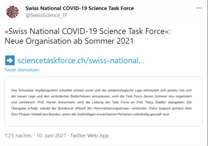 Die Taskforce verkündete die personellen Änderungen auf Twitter taskforce
