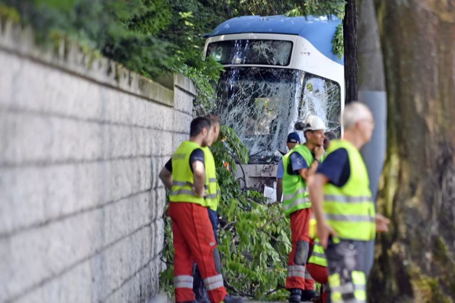 Der Lkw war mit einem Tram kollidiert. Dieses entgleiste dann.