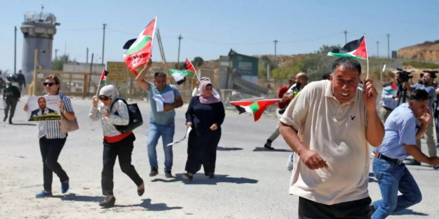 Palästinensische Demonstranten im Westjordanland