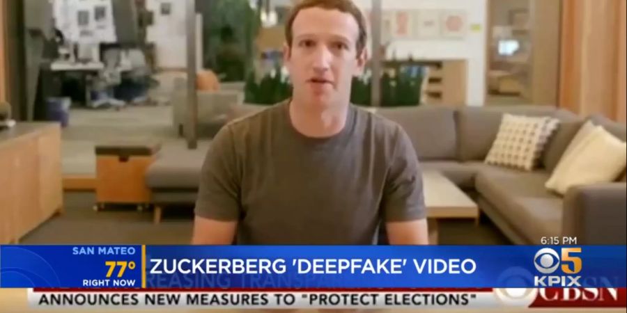 Menschen sind kaum in der Lage, sie als Fälschungen zu entlarven. (Symbolbild: Screenshot aus dem Deepfake-Video mit Mark Zuckerberg.)