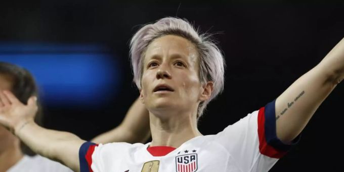 Megan Rapinoe hatte sich im Laufe der WM mit dem US-Präsidenten Donald Trump angelegt. Foto: Ding Xu/XinHua Megan Rapinoe Donald Trump