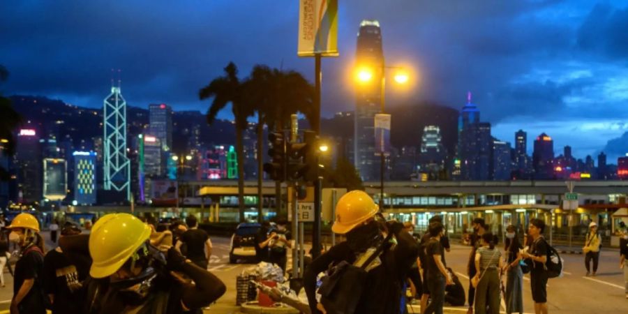 Demonstranten im Stadtteil Tsim Sha Tsui