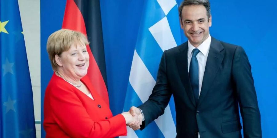 Bundeskanzlerin Angela Merkel empfängt Griechenlands Ministerpräsidenten Kyriakos Mitsotakis. Foto: Christoph Soeder