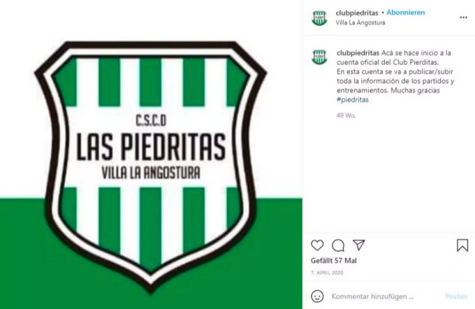 Der Spieler spielt für den Amateur-Verein Las Piedritas in Argentinien. Las Piedritas