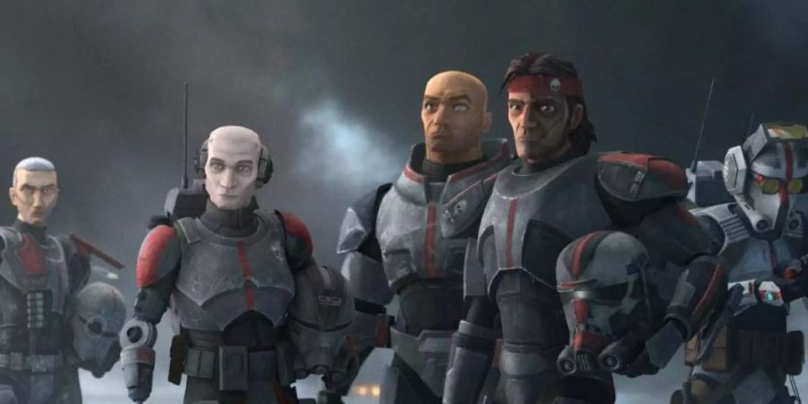 Die gloreichen Fünf: Crosshair (l-r), Echo, Wrecker, Hunter und Tech. Foto: Lucasfilm/Disney+/dpa