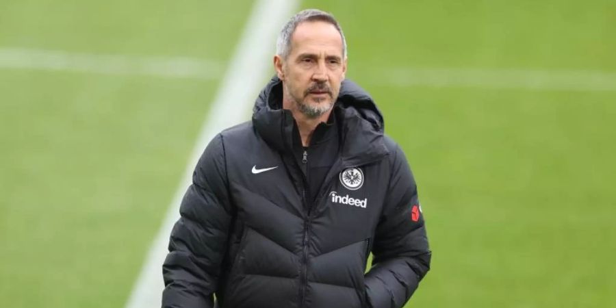Frankfurts Chef-Trainer Adi Hütter soll das Interesse von Borussia Mönchengladbach geweckt haben. Foto: Jan Woitas/dpa-Zentralbild/dpa