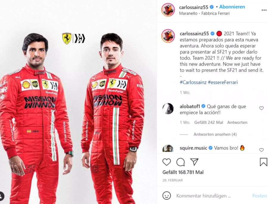 Carlos Sainz ist neu im Formel-1-Team von Ferrari.