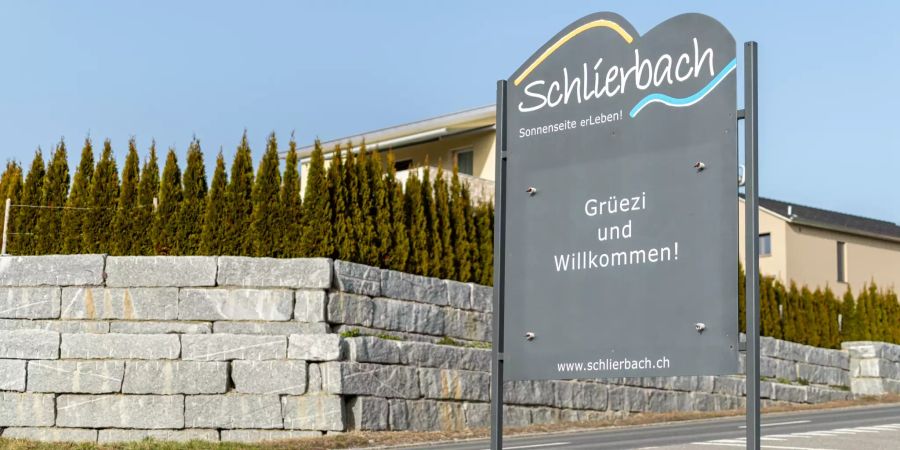 Ortsschild der Gemeinde Schlierbach.