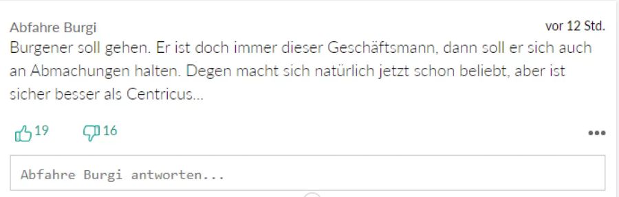 User «Abfahre Burgi» fordert, dass geltende Abmachungen eingehalten werden.