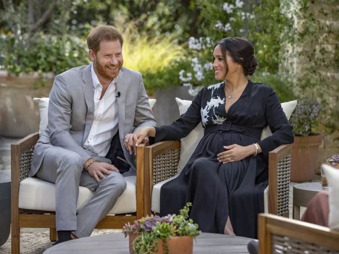 Prinz Harry und die schwangere Meghan Markle im Oprah-Interview. Oprah Meghan markle