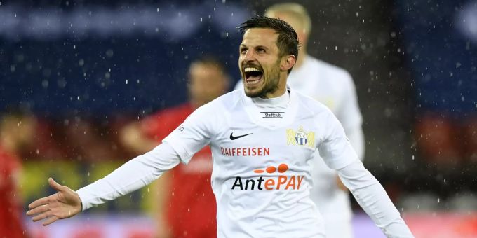 Antonio Marchesano vom FC Zürich jubelt über seinen Treffer zum 1:1 im Spiel gegen Vaduz. FC Zürich