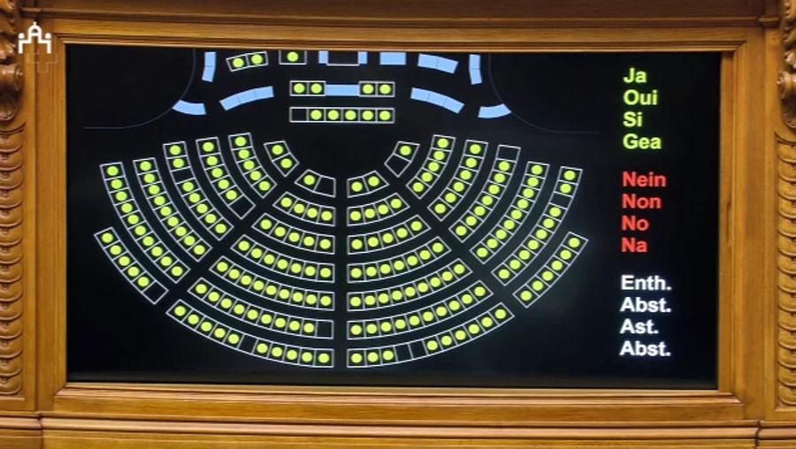 Alle Anwesenden im Nationalrat stimmen für die Einsetzung einer PUK zur Notfusion der Credit Suisse mit der UBS.