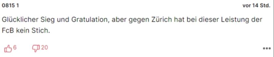 Ein anderer sieht schwarz für den FCB gegen den FCZ.