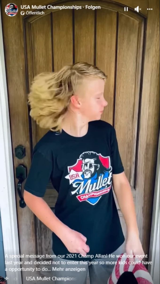 Der USA Mullet Champion 2021 in der Kategorie der Kinder: Allan Baltz. mullet