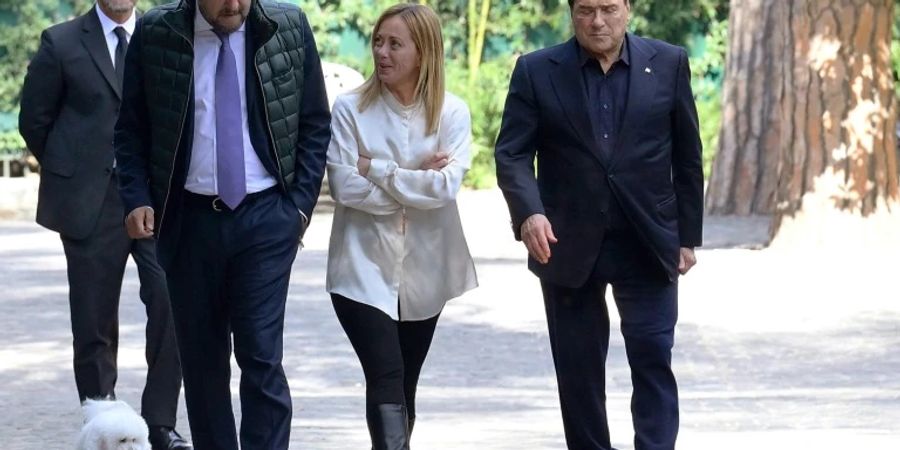 Rechts-Parteichefs Salvini, Meloni und Berlusconi