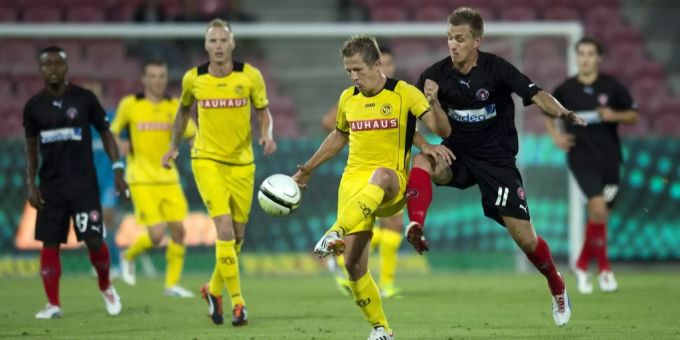 Der heutige Sportchef des BSC Young Boys Christoph Spycher als Spieler von YB beim Spiel in Midtjylland 2012. YB Midtjylland