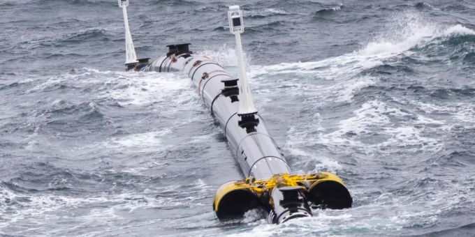 Eine 120 Meter lange Einheit des ersten Reinigungssystems «The Ocean Cleanup» liegt während eines zweiwöchigen Test in der Bucht von San Francisco, USA. Meer