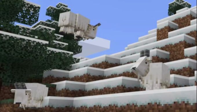 Das sind die neuen Gebirge mit den Ziegen. Minecraft Caves and Cliffs