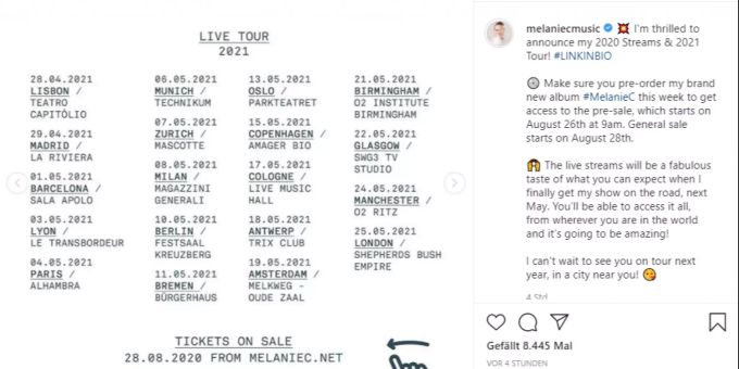 Die Tourdaten von Melanie C Melanie C