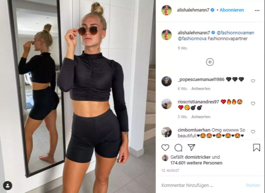 ... «Fashion Nova» zählen zu den Werbepartnern der Bernerin.