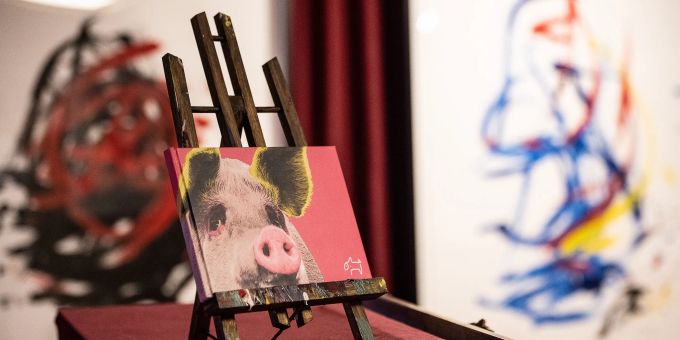 Die Werke des in Südafrika lebenden Schweins «Pigcasso» wurden bereits in London und Amsterdam ausgestellt. Jetzt kommen sie nach Hann.Münden. Die Werke des in Südafrika lebenden Schweins «Pigcasso» wurden bereits in London und Amsterdam ausgestellt. Jetzt kommen sie nach Hann.Münden.