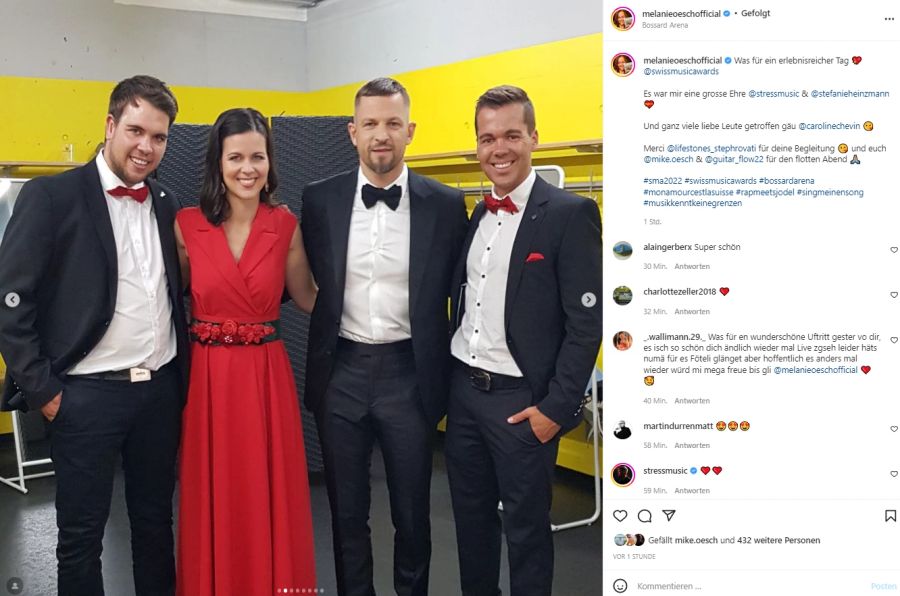 Melanie Oesch bei den Swiss Music Awards am Samstagabend neben Rapper Stress.