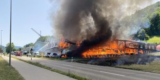 Diepflingen BL - Drei Verletzte bei Brand einer Holzbaufirma