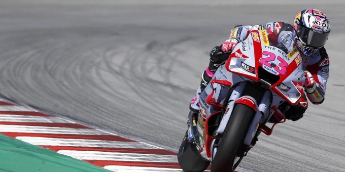 Der Pilot von Ducati Enea Bastianini beim Grand Prix in Spanien. Ducati