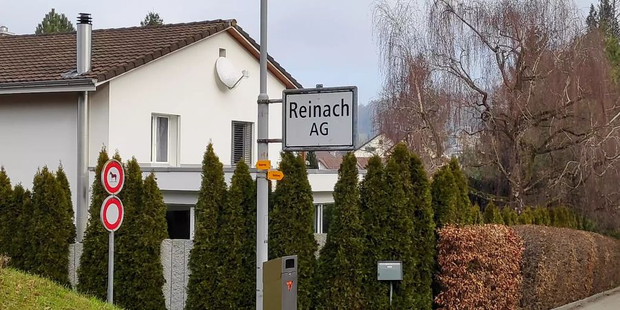 Ein Ortsschild in Reinach (AG).