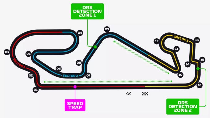 Die Streckenkarte zum Spanien-GP der Formel 1. Formel 1 Spanien