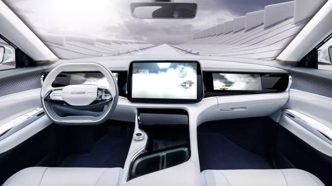Das Interieur bietet viel Platz – für Passagiere und Displays Chrysler Airflow Concept