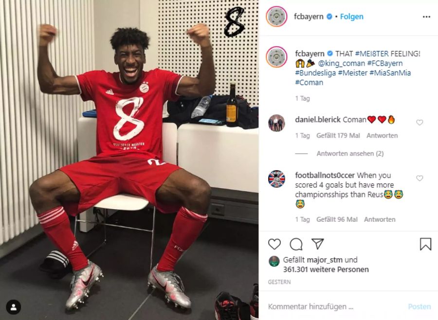 Doch die Spieler, wie hier Coman Kingsley, feiern trotzdem.