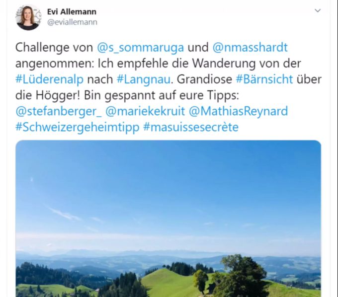 Die Berner SP-Regierungsrätin Evi Allemann empfiehlt die Lüderenalp. allemann