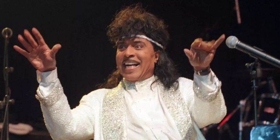 Little Richard, der «King of Rock'n'Roll», bei einem Konzert in der Grugahalle 1997. Foto: Herbert Spies/dpa
