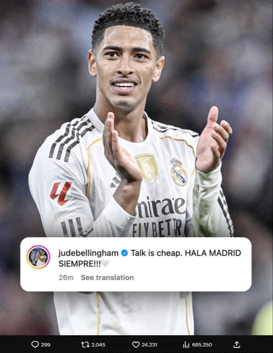 Jude Bellingham nach dem Sieg von Real Madrid im El Clásico im Oktober: «Talk is cheap.»
