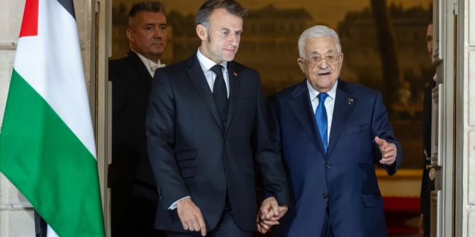 Emmanuel Macron sprach mit dem Palästinenserpräsident Mahmud Abbas in Paris.