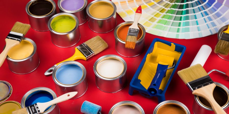 Farbe Dosen Pinsel Farbpalette