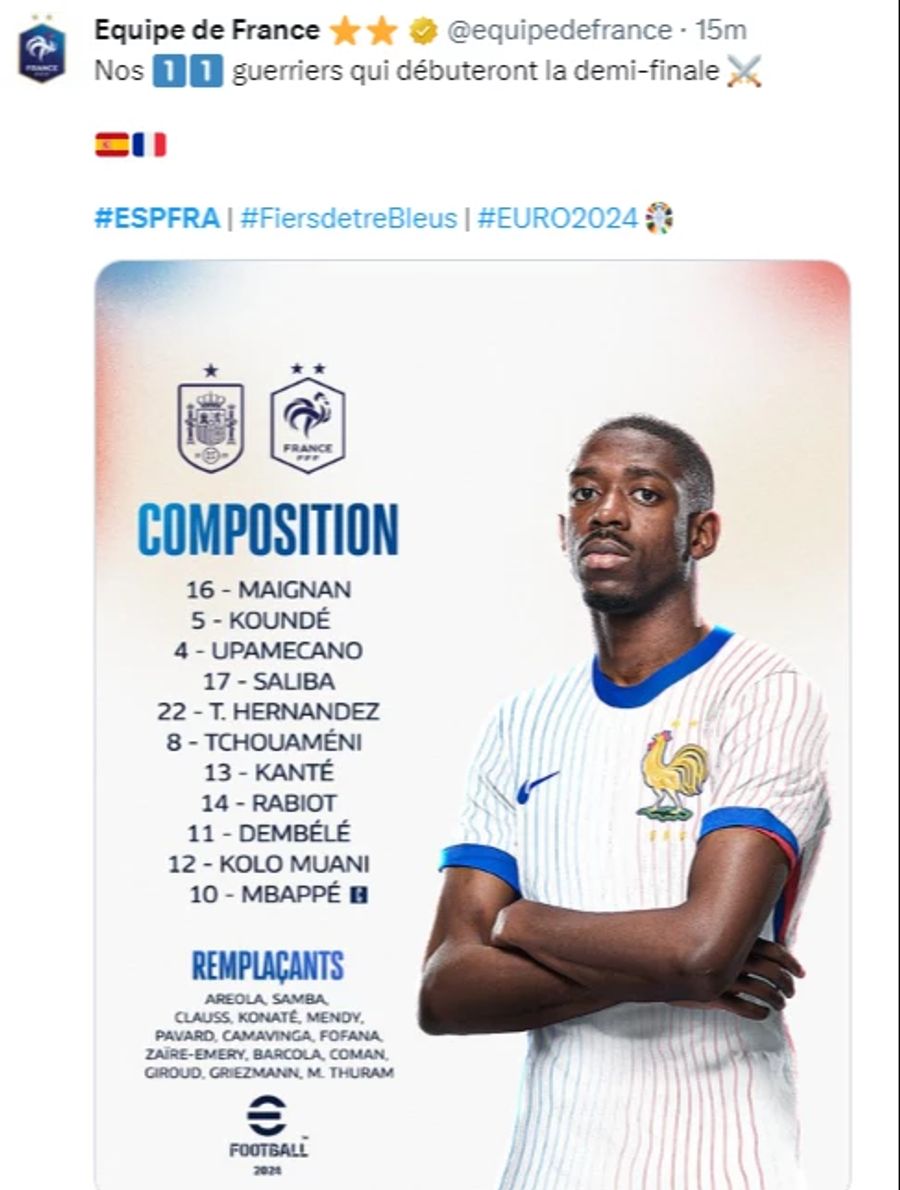 Aufstellung Frankreich
