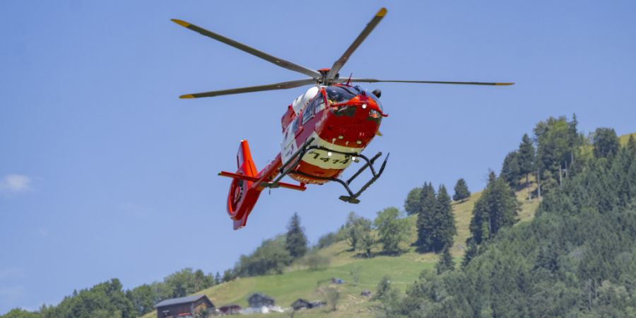 Die Rega flog einen Mann ins Spital, der in Flumserberg SG von Kühen angegriffen wurde. (Archivbild)