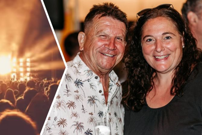 Die beiden Veranstalter Harry Ritz und Bettina Hacker. Harry Ritz ist seit 23 Jahren, also
seit Beginn des musikalischen Anlasses dabei.