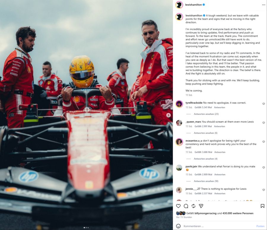 Lewis Hamilton Ferrari Instagram