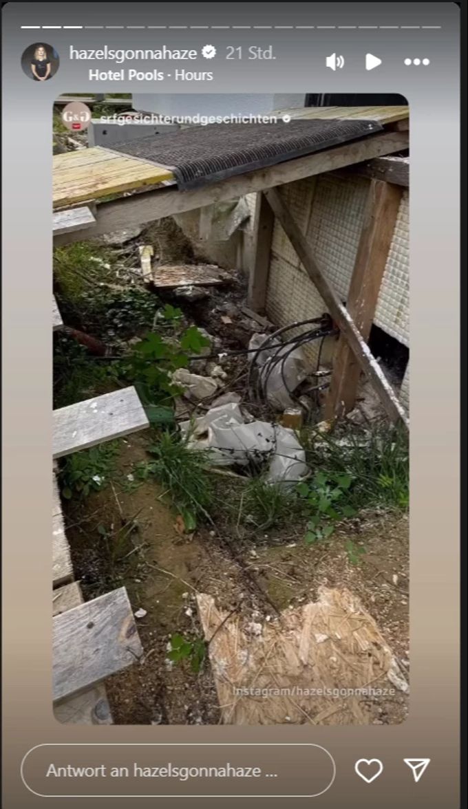 In ihrer Instagram-Story teilt sie mit ihren Followern einige Eindrücke von der aktuellen Baustelle. Hazel Brugger